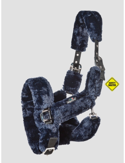 TERRIS - FULL FAUX SHEEPSKIN HALTER NAVY BLUE