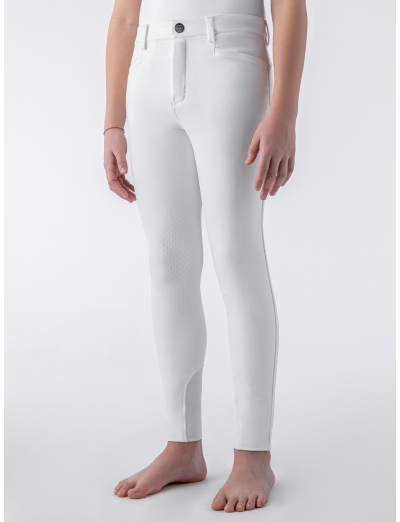 JHOANK – White junior boy breeches with knee grip