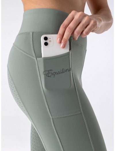 LEGGING POUR FEMME TAILLE HAUTE VERT MILIEU AVEC FULL GRIP