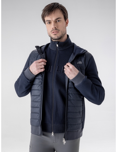 VESTE TECHNIQUE MATELASSÉE BLEUE POUR HOMME AVEC CAPUCHE