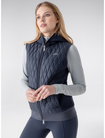 GILET TRAPUNTATO DA DONNA BLU CON CAPPUCCIO