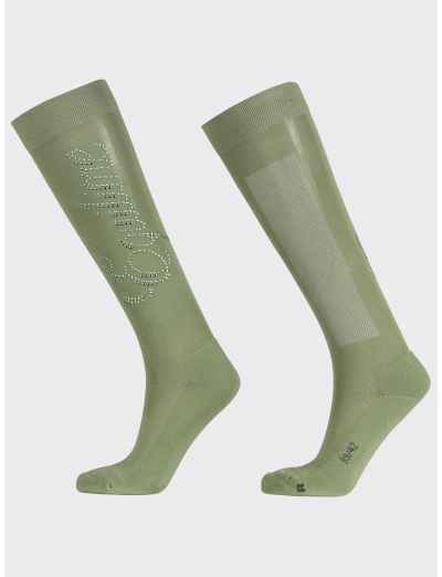 GREEN MILIEU WOMENS EQUESTRIAN SOCKS WITH MICROSTUDS