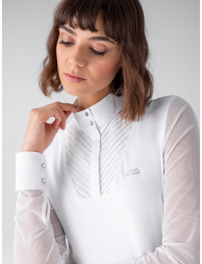 LANGÄRMELIGES GLITTER-TURNIER-POLOSHIRT FÜR DAMEN