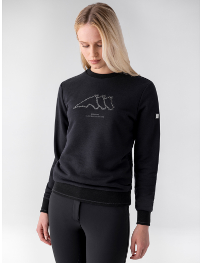 PULL NOIR AVEC LOGO EN STRASS POUR FEMMES