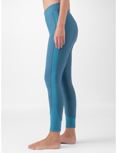 Damenleggings mit full grip und tasche deep lagoon