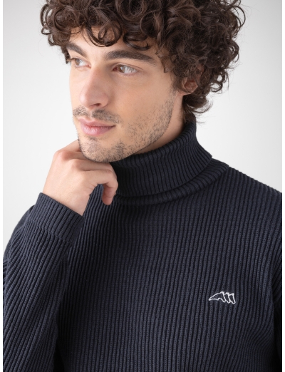 Blue men's high-neck pullover