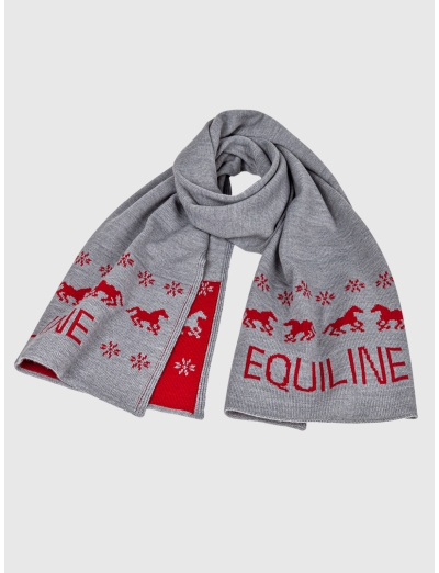 GREY CHRISTMAS SCARF IN WOOL WITH EQUILINE LOGO