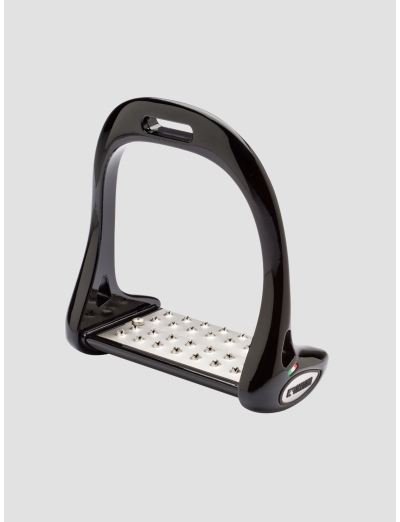 STIRRUPS SET TITANIUM PLATE 6,5 CM JUMPING GLOSSY BLACK