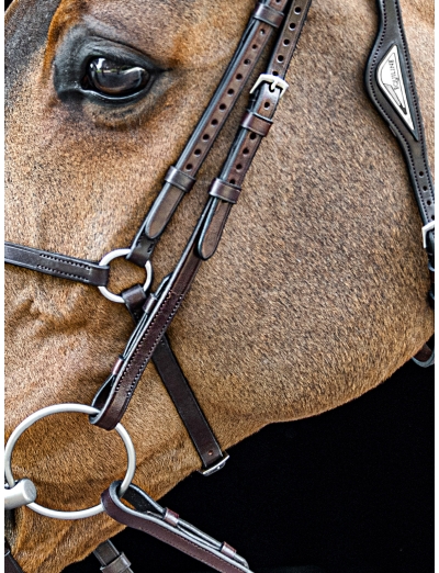 BROWN FLAT CHEEKPIECES TWO TIES