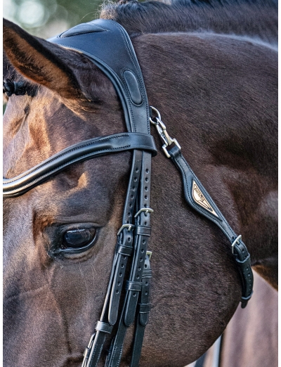 BLACK ANATOMICAL HEADPIECE WITH LARGE SURFACE AND THREE TIES