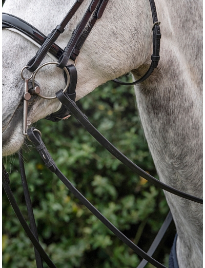 BLACK CONTINENTAL LEATHER REINS WITH RUBBER INTERNAL PART